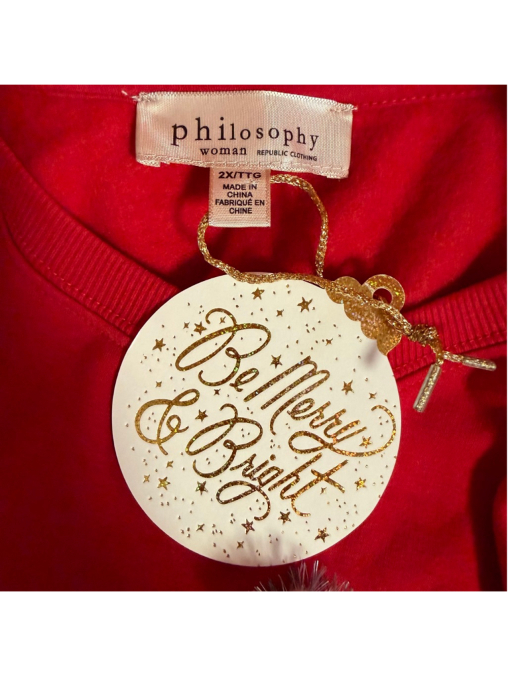 New NWT Women's Philosophy Red Gnome Christmas Pajama Set 2X 2 piece Holiday - Picture 4 of 16